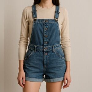 Hollister High-Rise Mom Short Denim Overalls XS – Vintage Stretch Jean Romper